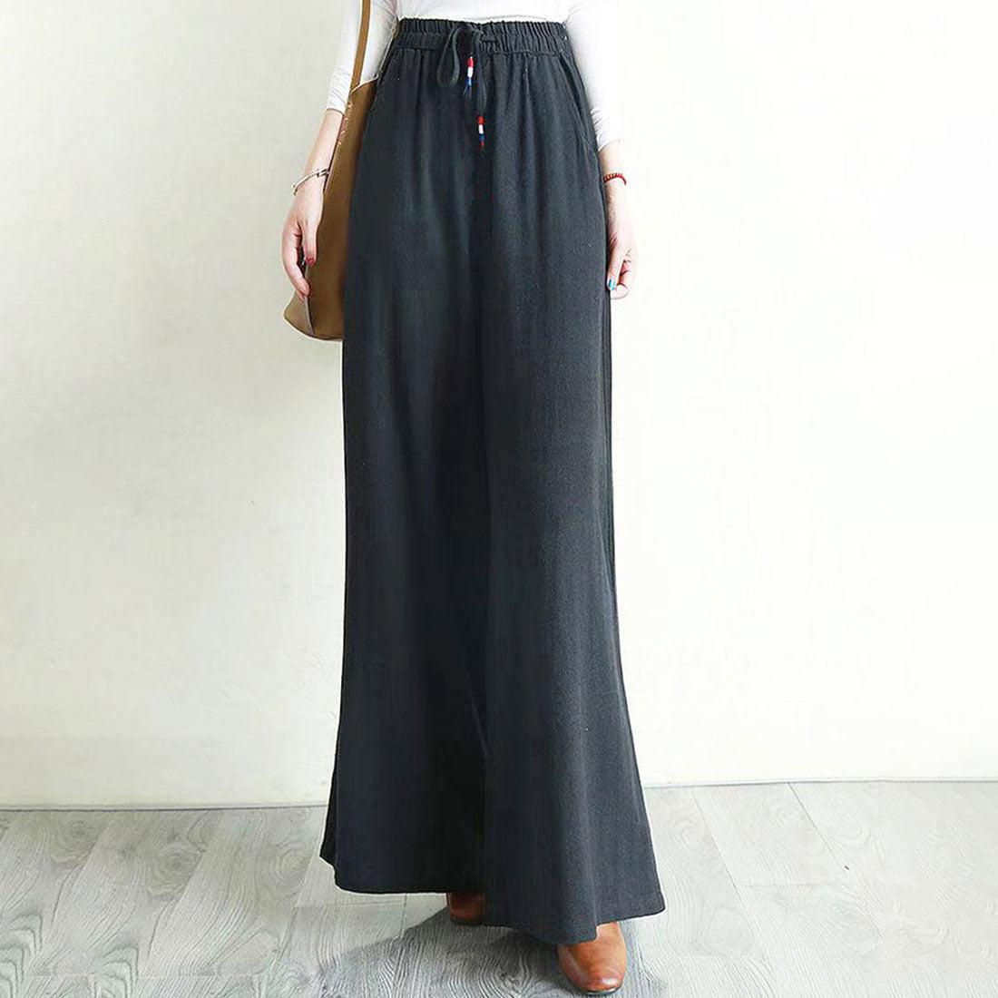 Dewlily Casual Wide Pants Women's Bottoms Spring Clothes Summer Clothes Autumn Clothes Korean Fashion Teens 20s 30s Office Casual Plus Size