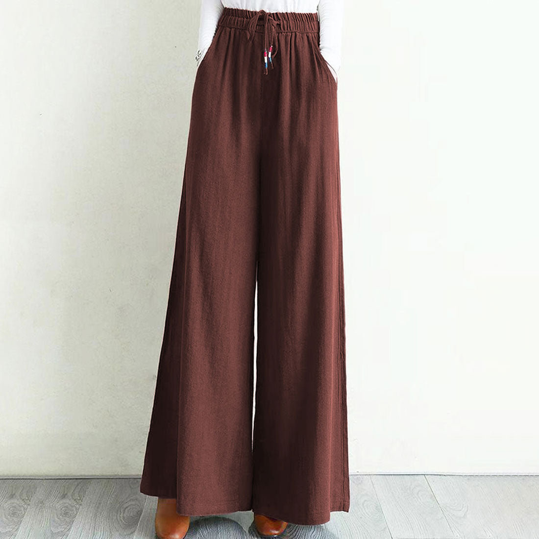 Dewlily Casual Wide Pants Women's Bottoms Spring Clothes Summer Clothes Autumn Clothes Korean Fashion Teens 20s 30s Office Casual Plus Size
