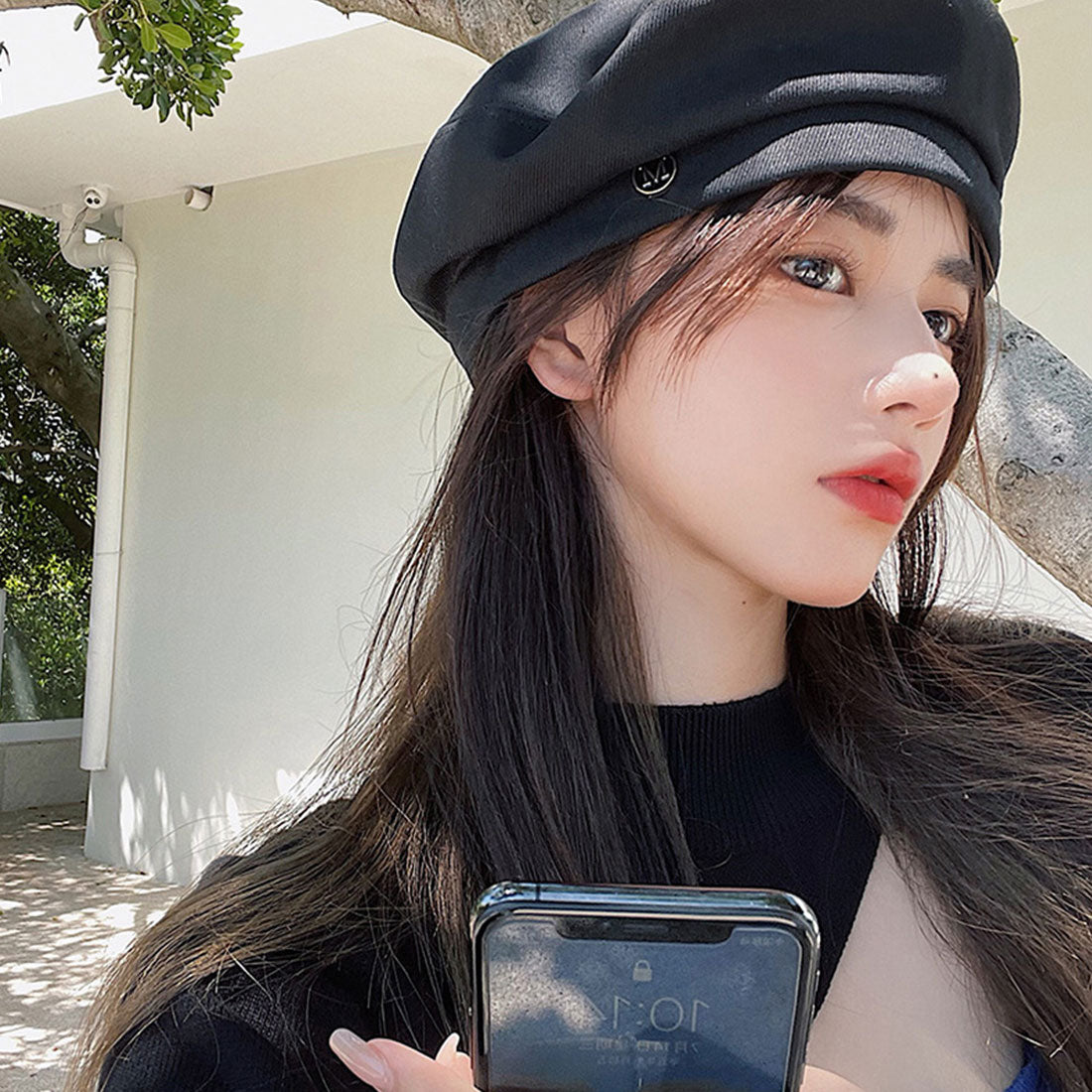 デューリリー Dewlily カジュアルベレー帽 韓国ファッション 10代 20代 30代 シンプル かわいい ベレー帽子 小顔効果あり 折りたたみ可能 収納便利 ギフト (ブラウン) ブラウン