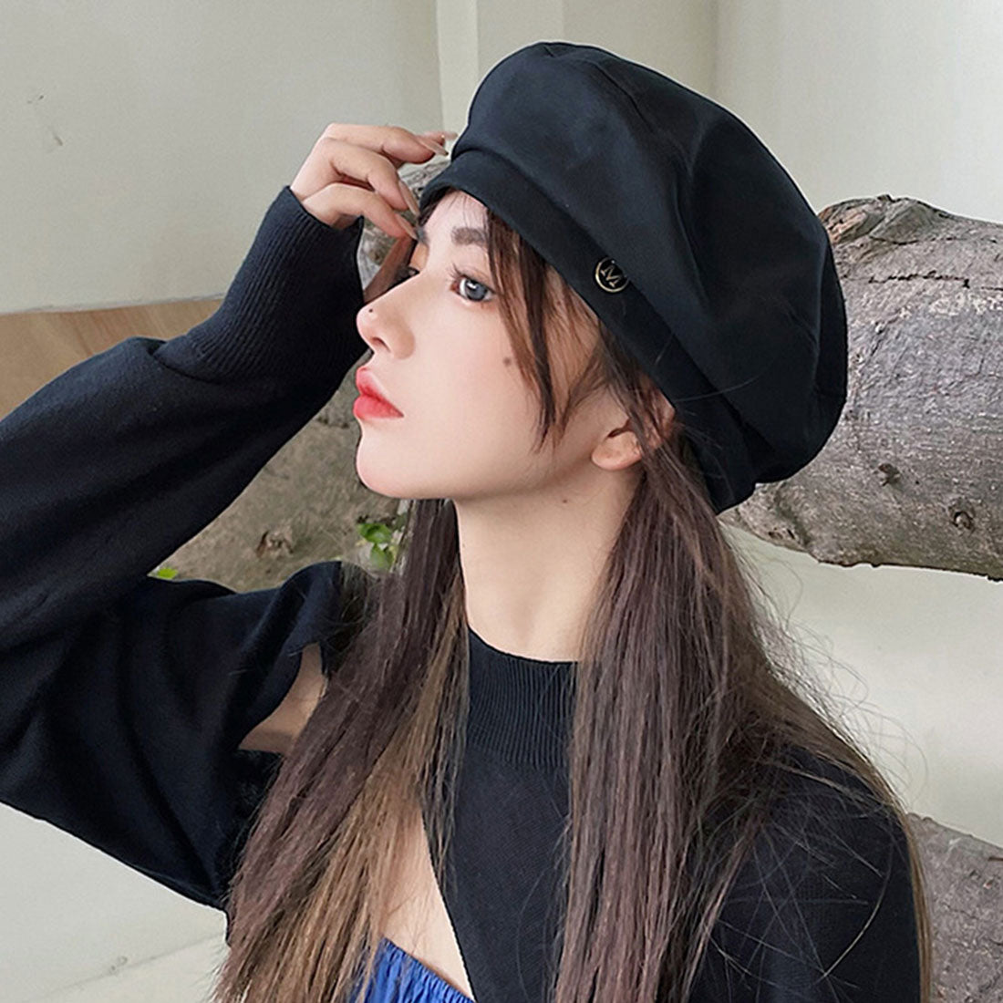 Durilly Dewlily休閒貝雷帽韓國時尚tatested Beret簡單可愛的貝雷帽帽子小臉效果可折疊存儲方便禮物