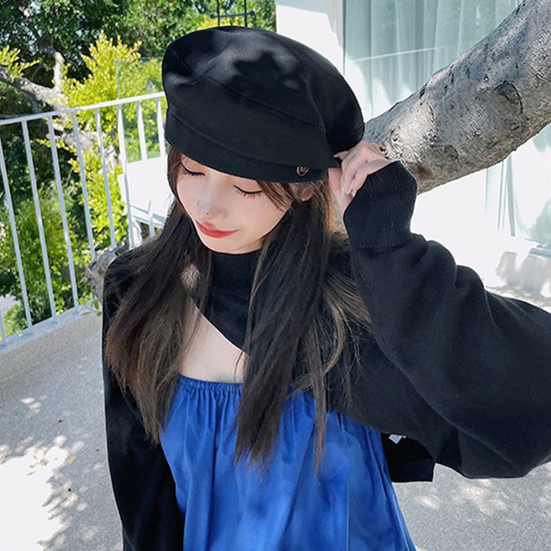 Durilly Dewlily休閒貝雷帽韓國時尚tatested Beret簡單可愛的貝雷帽帽子小臉效果可折疊存儲方便禮物