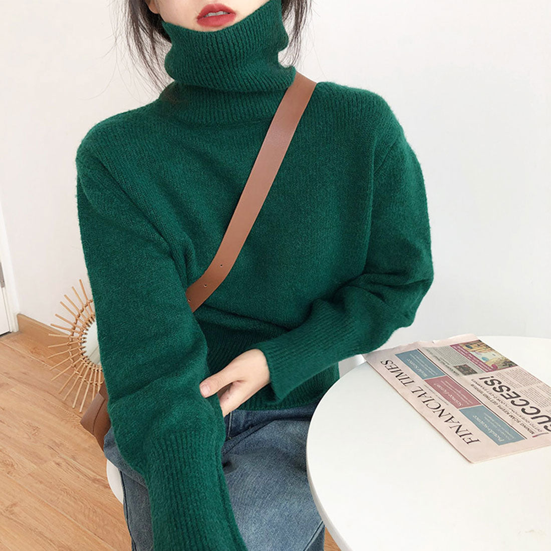 デューリリー Dewlily タートルネックセーター 秋 冬 韓国ファッション 10代 20代 30代 レディース 暖かい 可愛い 大人カジュアル シンプル ハイネック ニット