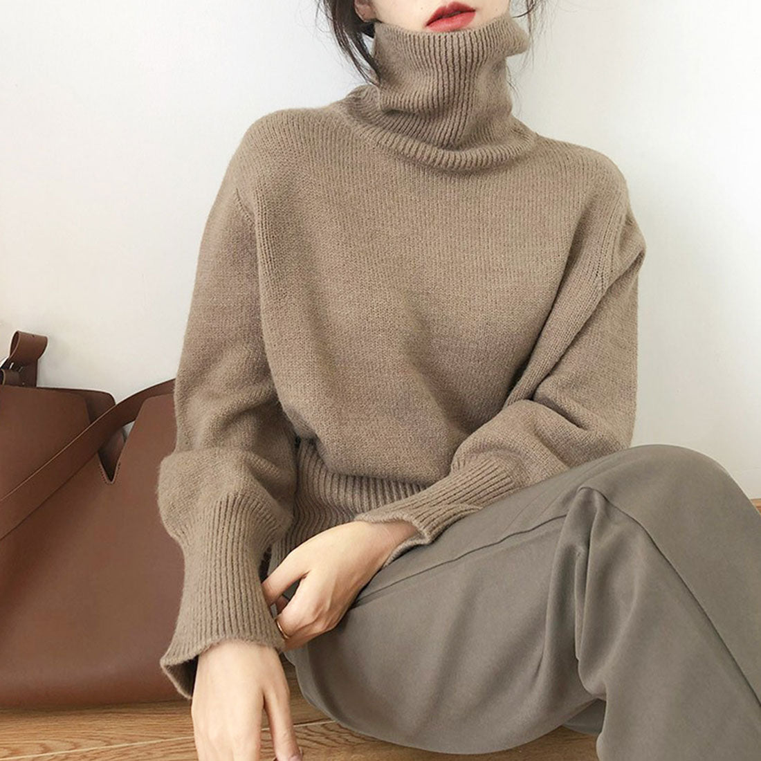 デューリリー Dewlily タートルネックセーター 秋 冬 韓国ファッション 10代 20代 30代 レディース 暖かい 可愛い 大人カジュアル シンプル ハイネック ニット