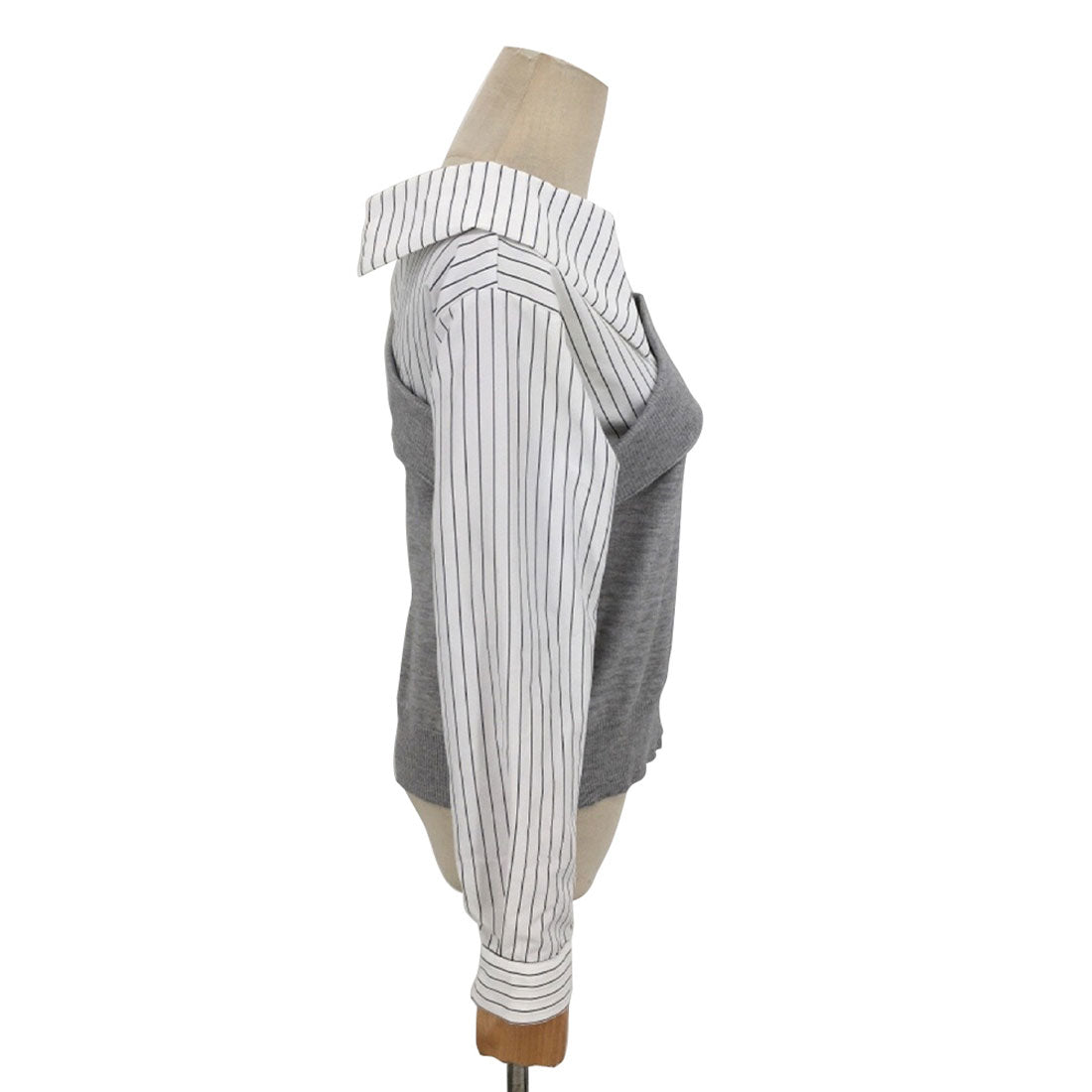 デューリリー Dewlily 切り替えアシンメトリートップス 秋 冬 韓国ファッション 10代 20代 30代 レディース 可愛い 大人カジュアル シンプル 個性的デザイン 異素材