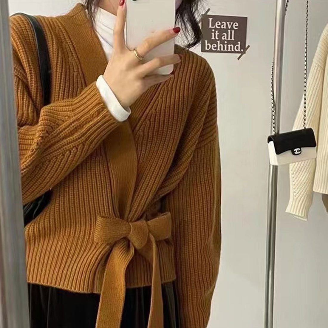 Dewlily Cache-Coeur Sweater, Autumn, Winter, Korean Fashion, For Teens, 20s, 30s, Women, Cute, Adult Casual, Office, Simple, Long Sleeves, Elegant, Knit