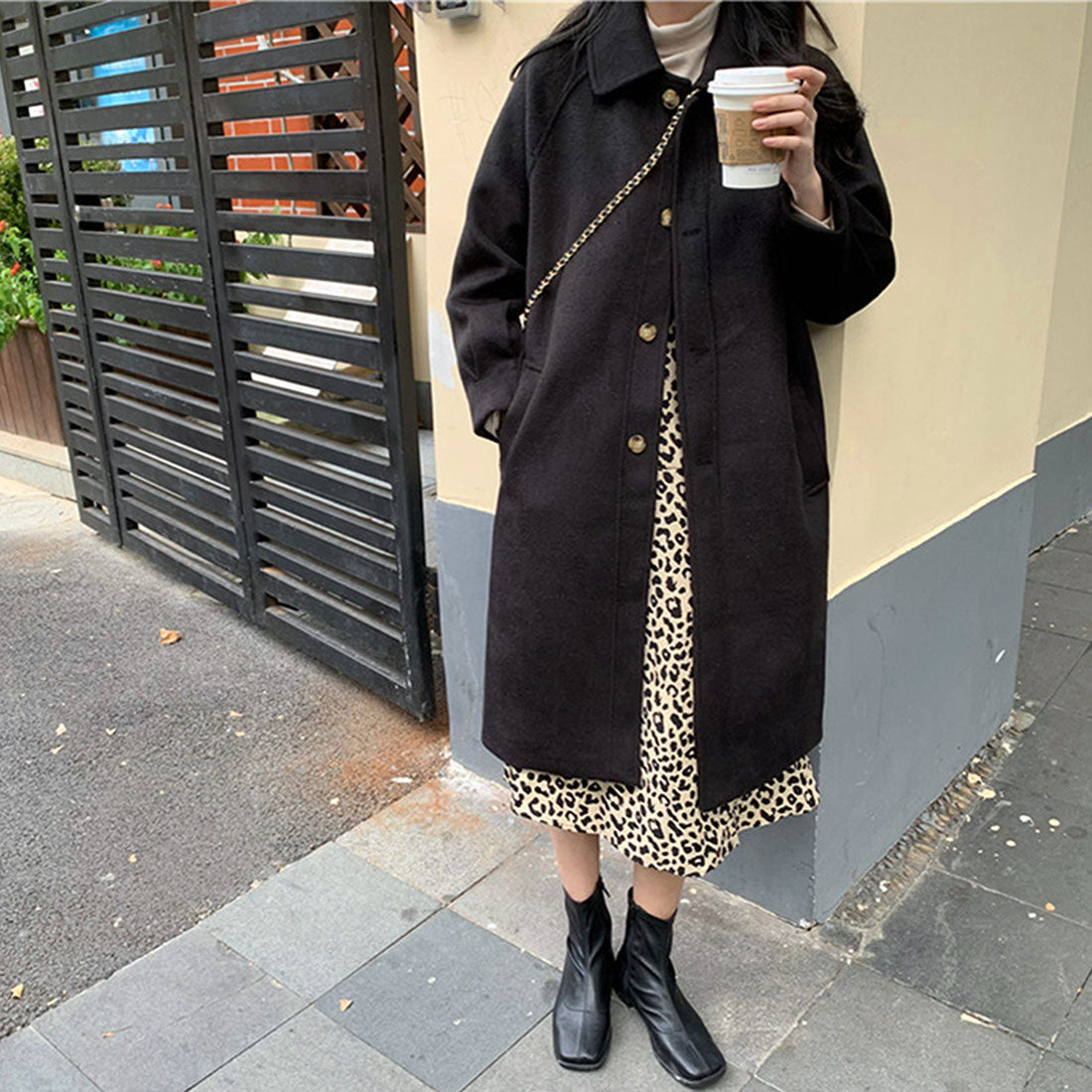 デューリリー Dewlily シンプルチェスターコート レディース 10代 20代 30代 韓国ファッション カジュアル 可愛い 大人 オフィス 秋 冬 シンプル アウター 暖かい