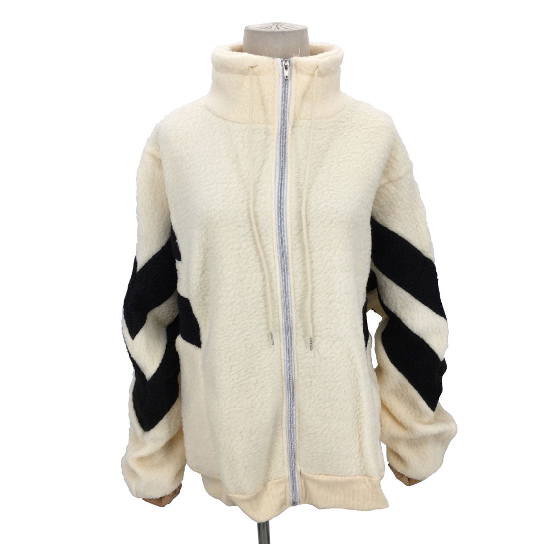 デューリリー Dewlily オーバーサイズボアブルゾン レディース 10代 20代 30代 韓国ファッション カジュアル 可愛い 大人 大きいサイズ ボーダー アウター 秋 冬