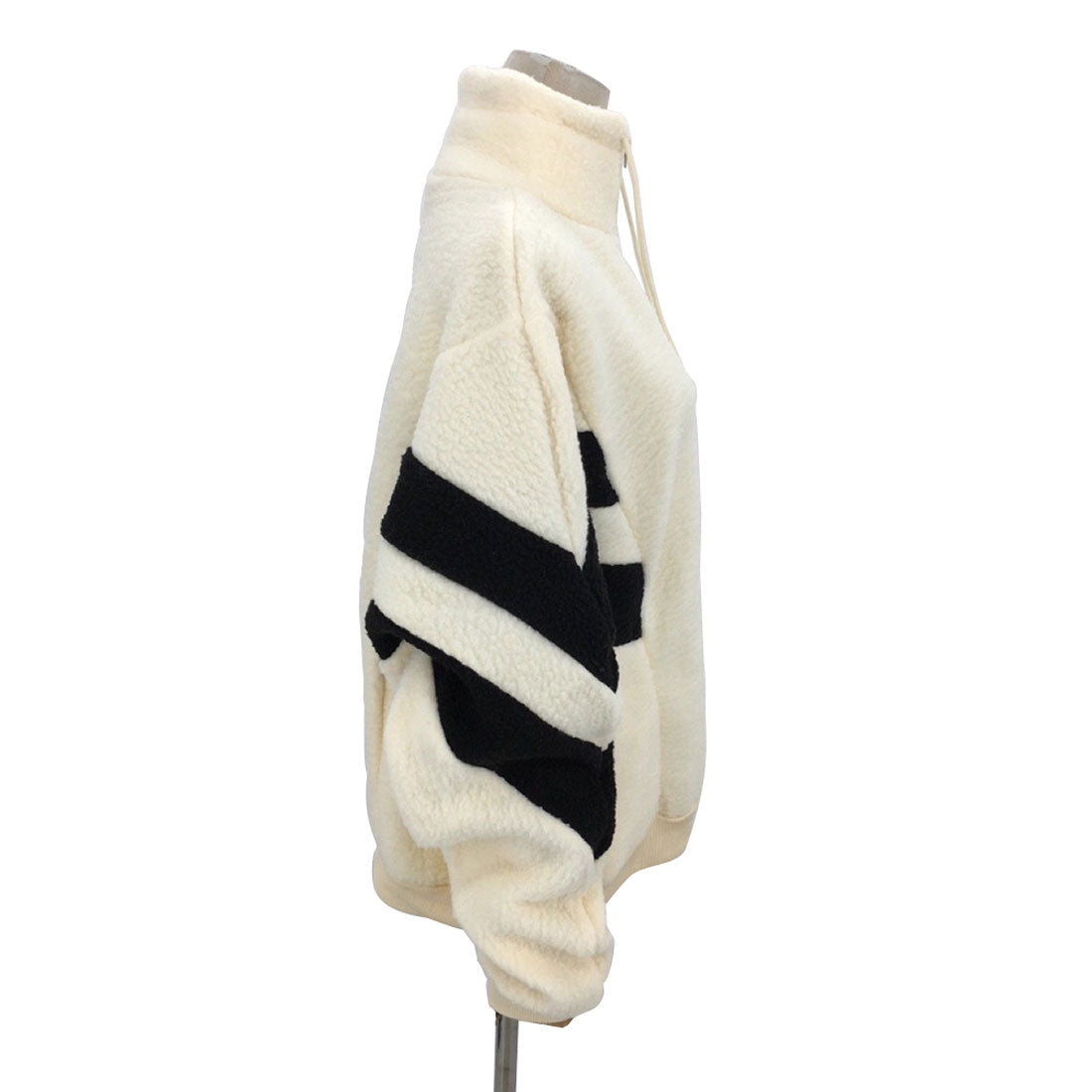 デューリリー Dewlily オーバーサイズボアブルゾン レディース 10代 20代 30代 韓国ファッション カジュアル 可愛い 大人 大きいサイズ ボーダー アウター 秋 冬