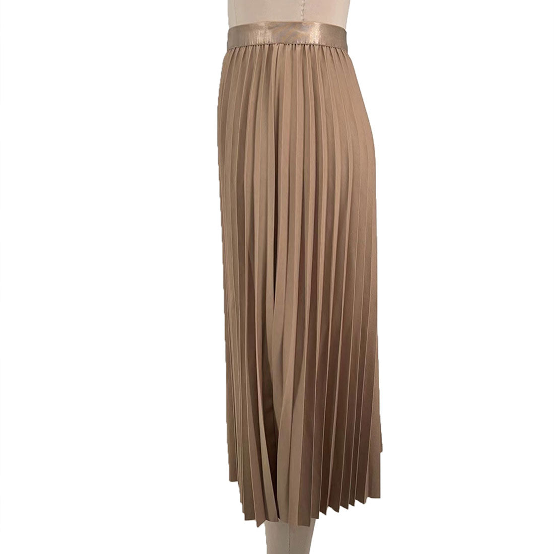 Dewlily Long Pleated Skirt for Women, Teens, 20s, 30s, Korean Fashion, Casual, Spring, Summer, Autumn, Cute, Stylish, A-line, Black, Simple, Elastic