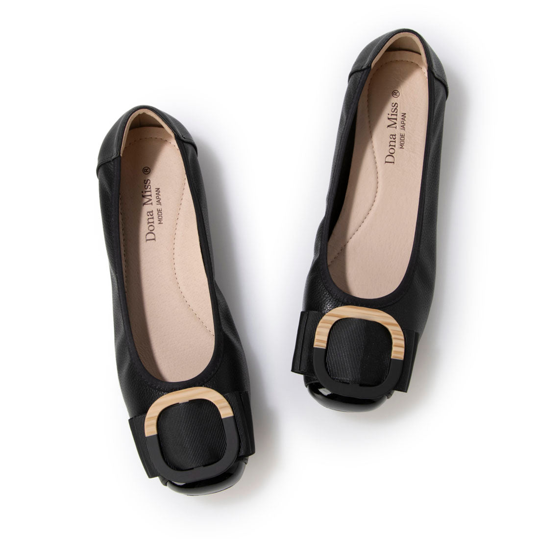 ドナミス Dona Miss バックル付き楽ちんフラットパンプス (BK) BK