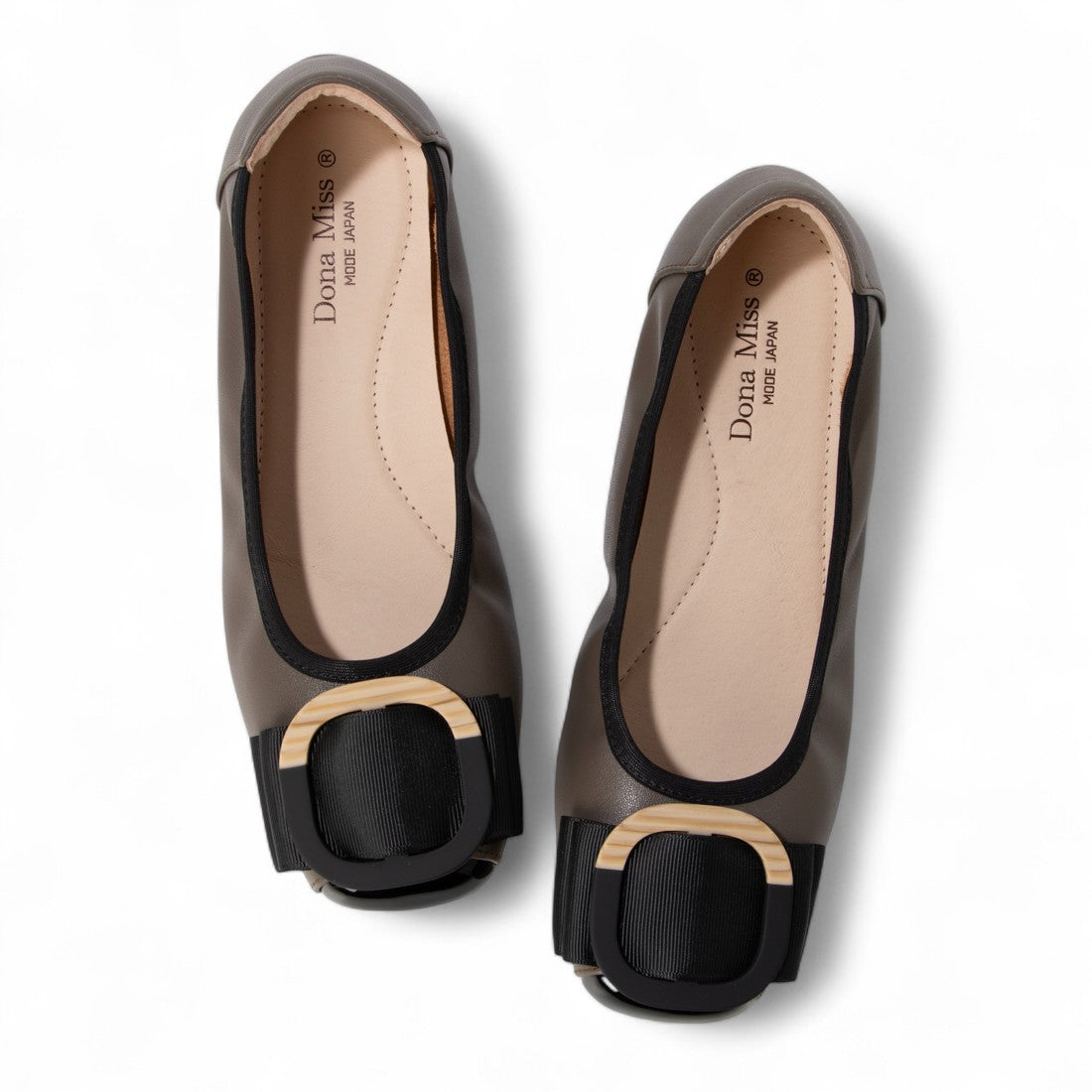 ドナミス Dona Miss バックル付き楽ちんフラットパンプス (GY) GY