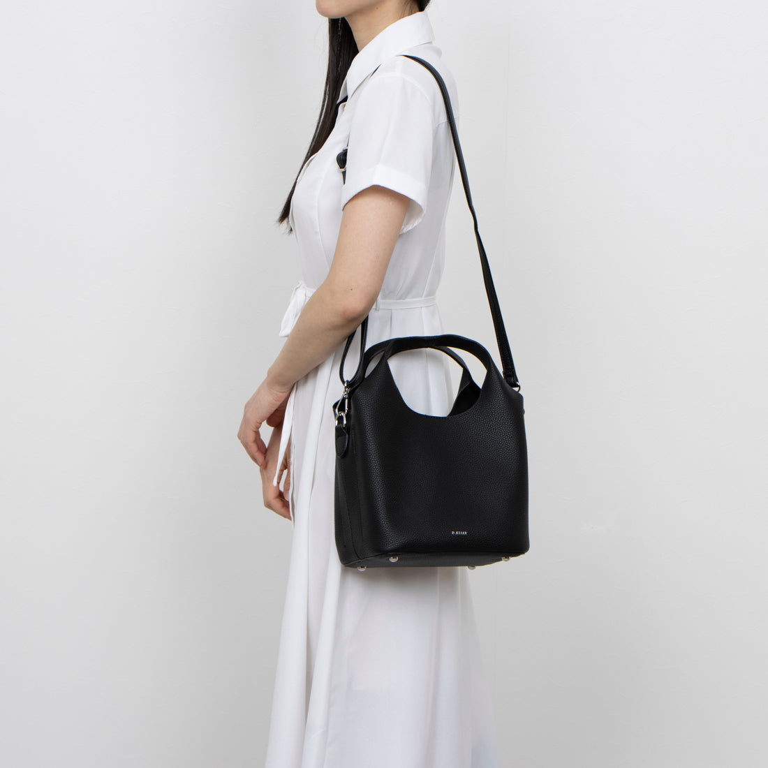 ディーケリー D.KELLY ハンドバッグ レディース D.KELLY スクエア 2way ハンド バッグ ショルダー 手提げ バッグ HR-434 (ダークブルー) ダークブルー