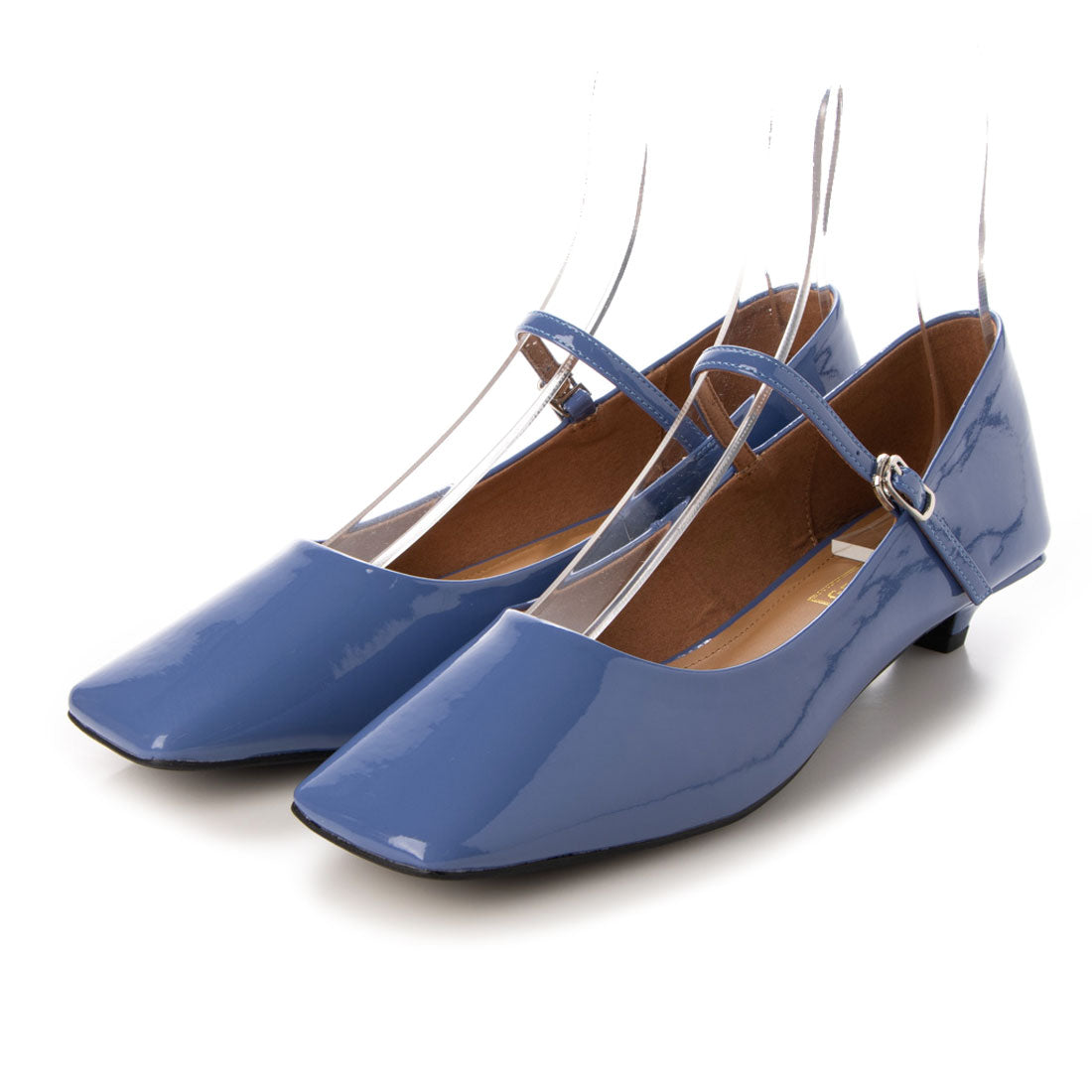 ダニエラアンドジェマ Daniella & GEMMA スクエアトゥエナメルストラップパンプス (ブルーエナメル) ブルーエナメル