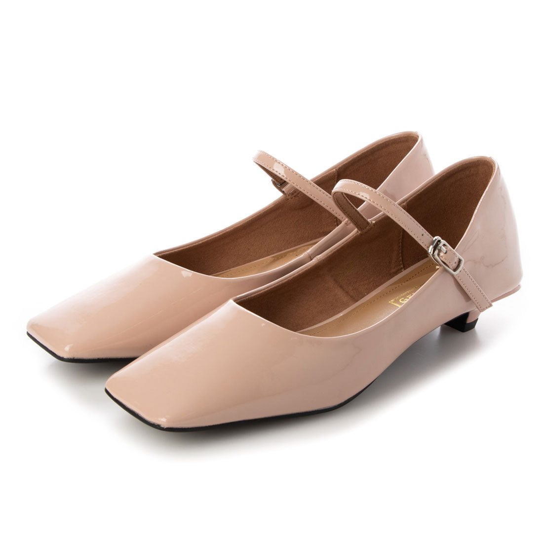 ダニエラアンドジェマ Daniella & GEMMA スクエアトゥエナメルストラップパンプス (ベージュエナメル) ベージュエナメル