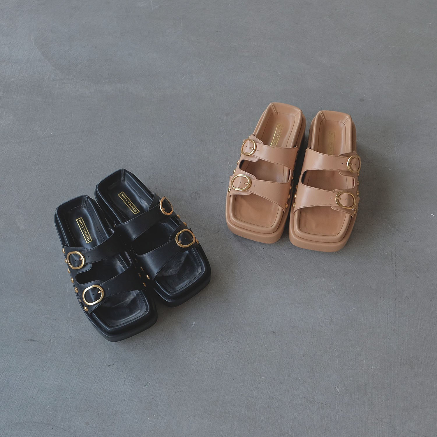 ダニエラアンドジェマ Daniella & GEMMA ダブルバックルベルトボリュームソールサンダル