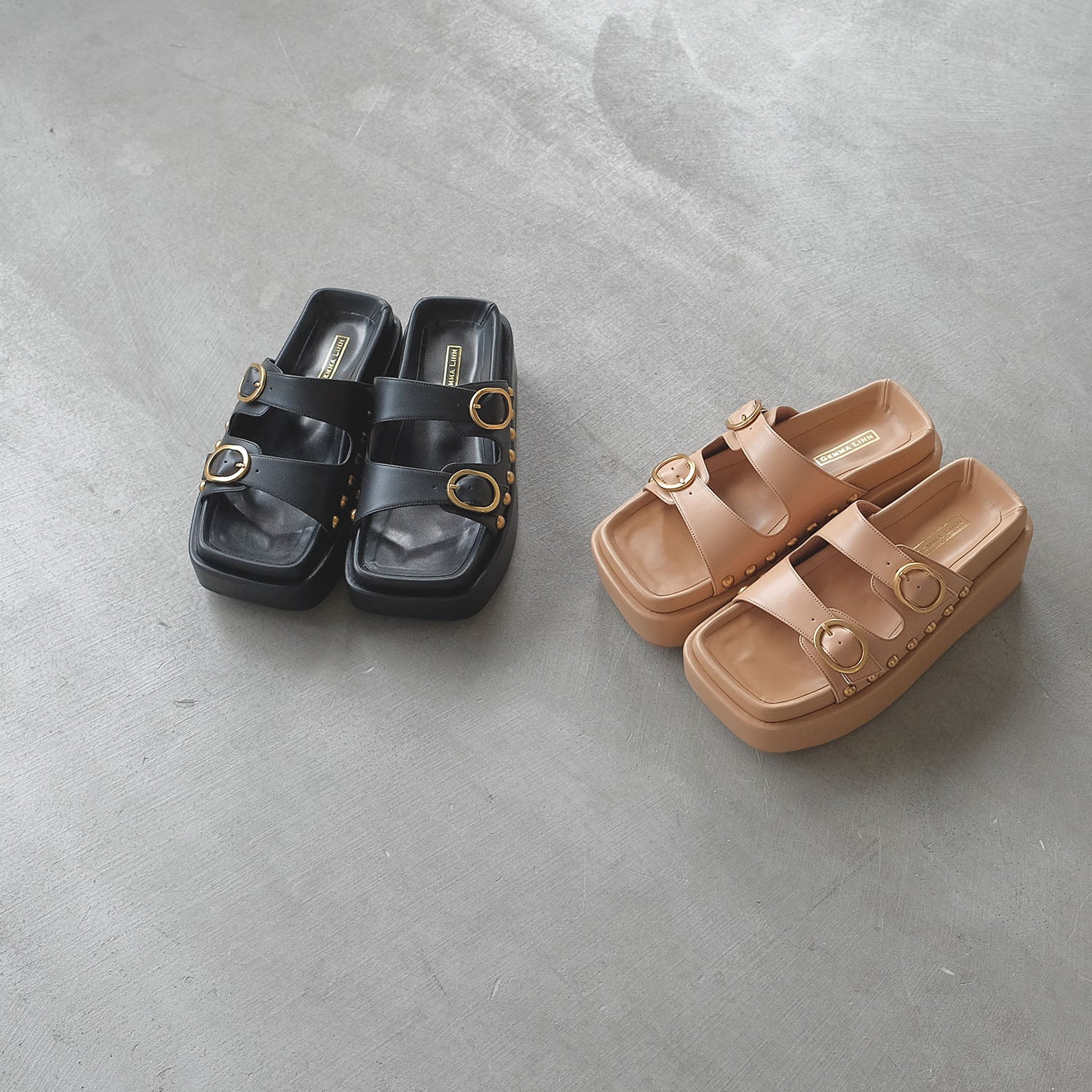 ダニエラアンドジェマ Daniella & GEMMA ダブルバックルベルトボリュームソールサンダル