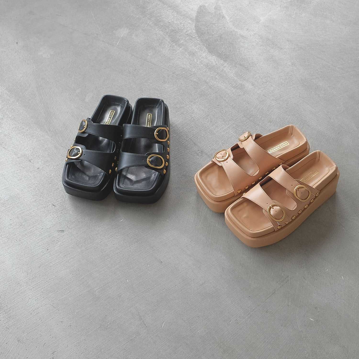 ダニエラアンドジェマ Daniella & GEMMA ダブルバックルベルトボリュームソールサンダル