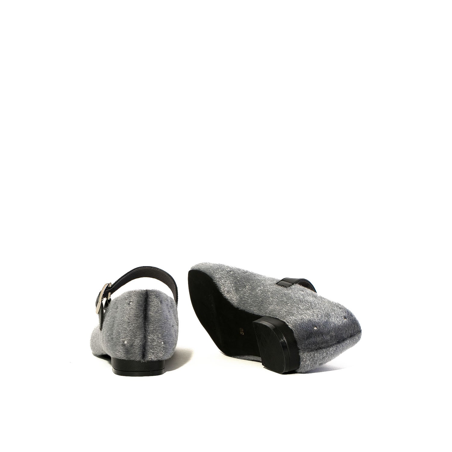 ダニエラアンドジェマ Daniella & GEMMA ストラップ付きバレエフラットシューズ (グレー生地) グレー生地