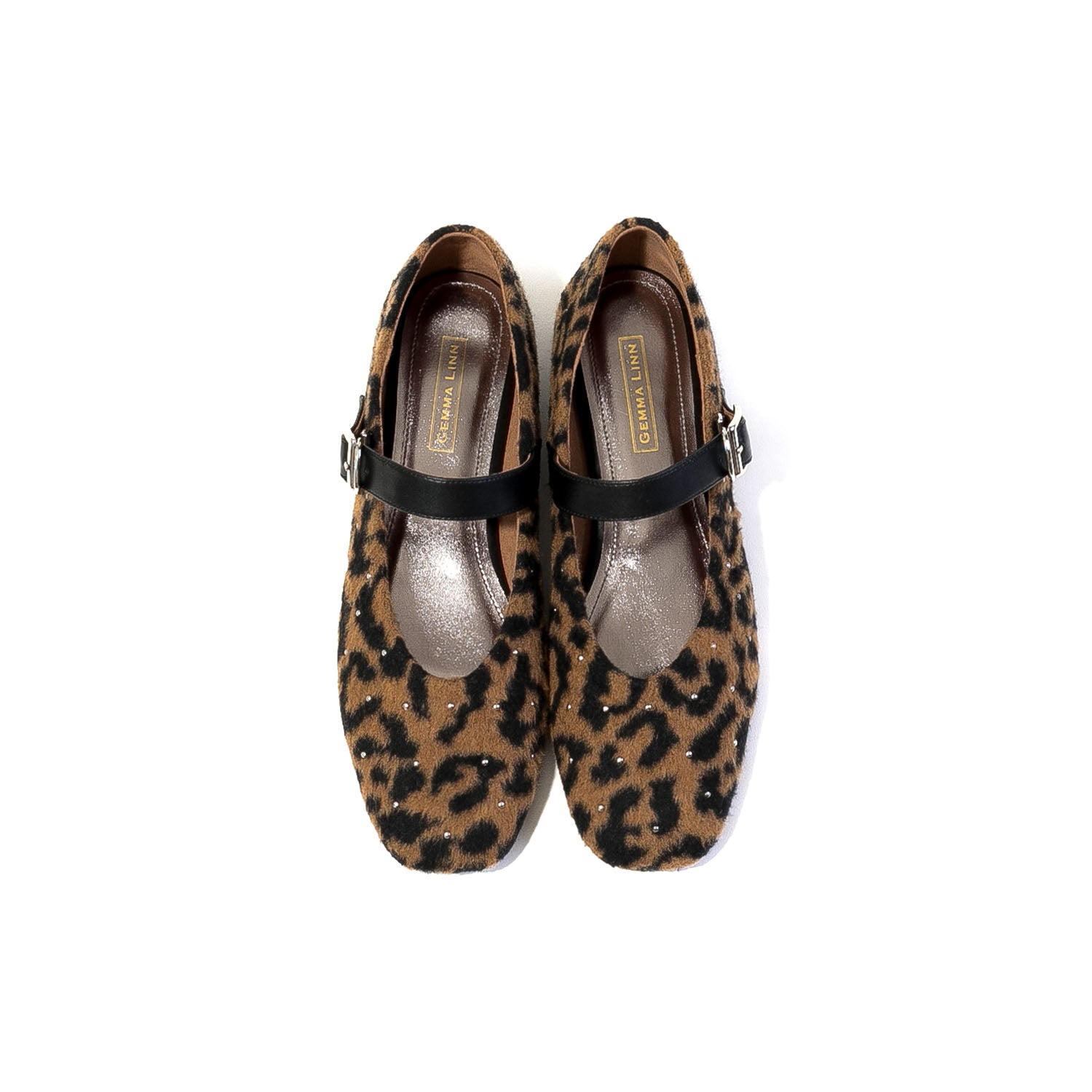 ダニエラアンドジェマ Daniella & GEMMA ストラップ付きバレエフラットシューズ (レオパード柄) レオパード柄