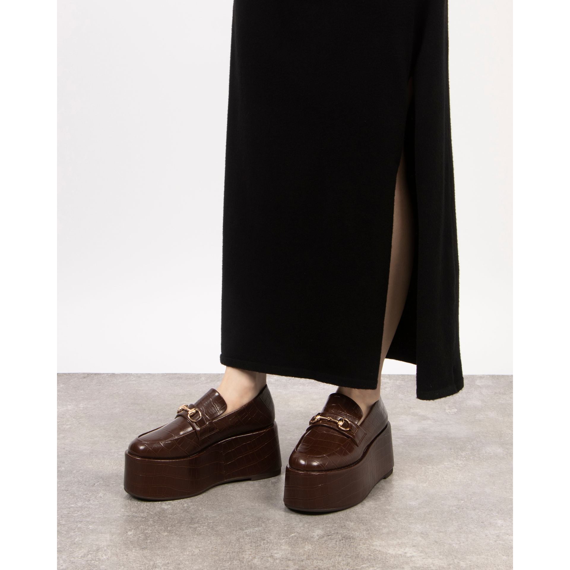 Daniella & GEMMA Bit Motif Embossed Volume Sole Loafers