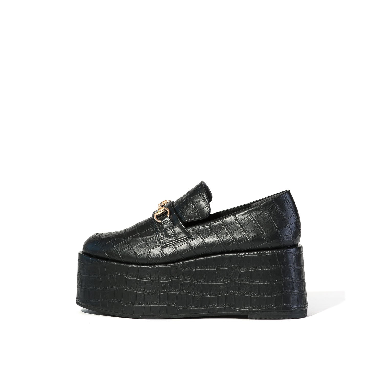 ダニエラアンドジェマ Daniella & GEMMA ビットモチーフ型押しボーリュームソールローファー