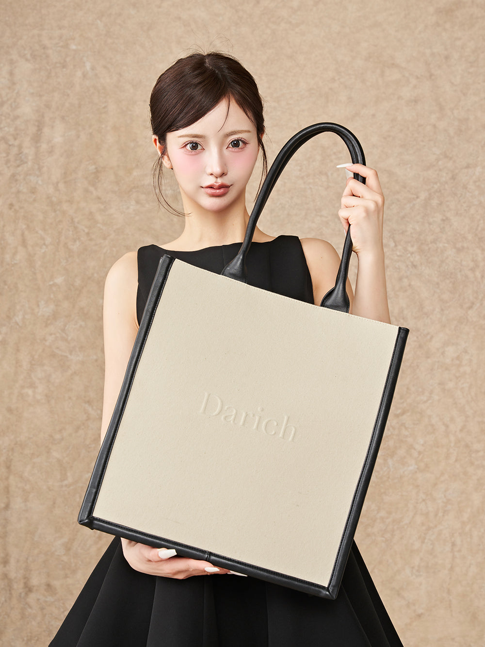 ダーリッチ Darich レザーキャンバストートバッグ (アイボリー) アイボリー