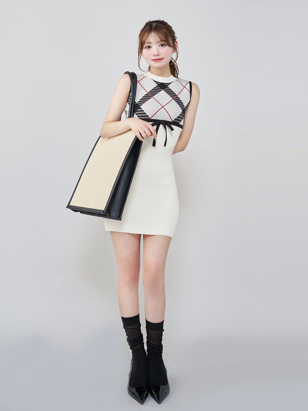 ダーリッチ Darich レザーキャンバストートバッグ (アイボリー) アイボリー