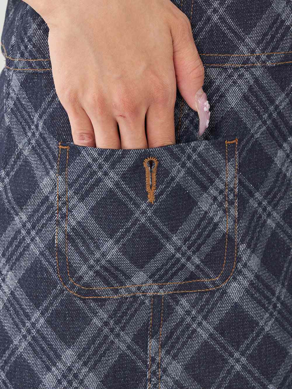 ダーリッチ Darich バイヤスチェックデニムミニワンピース (ブルー) ブルー