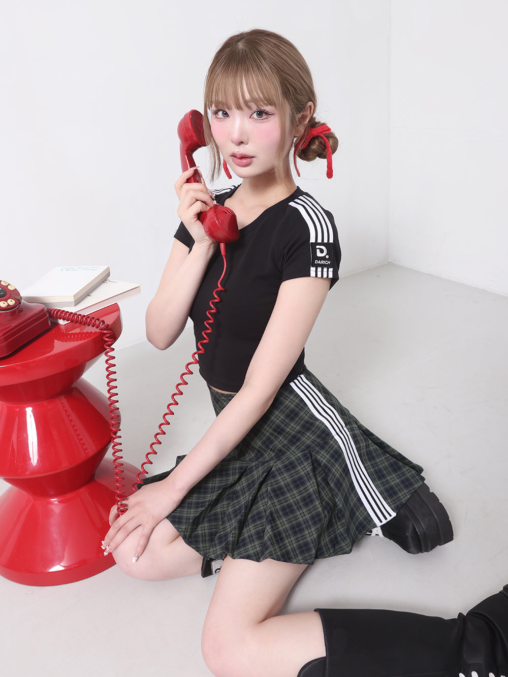 ダーリッチ Darich リメイクライクチェックミニスカート (グリーン) グリーン