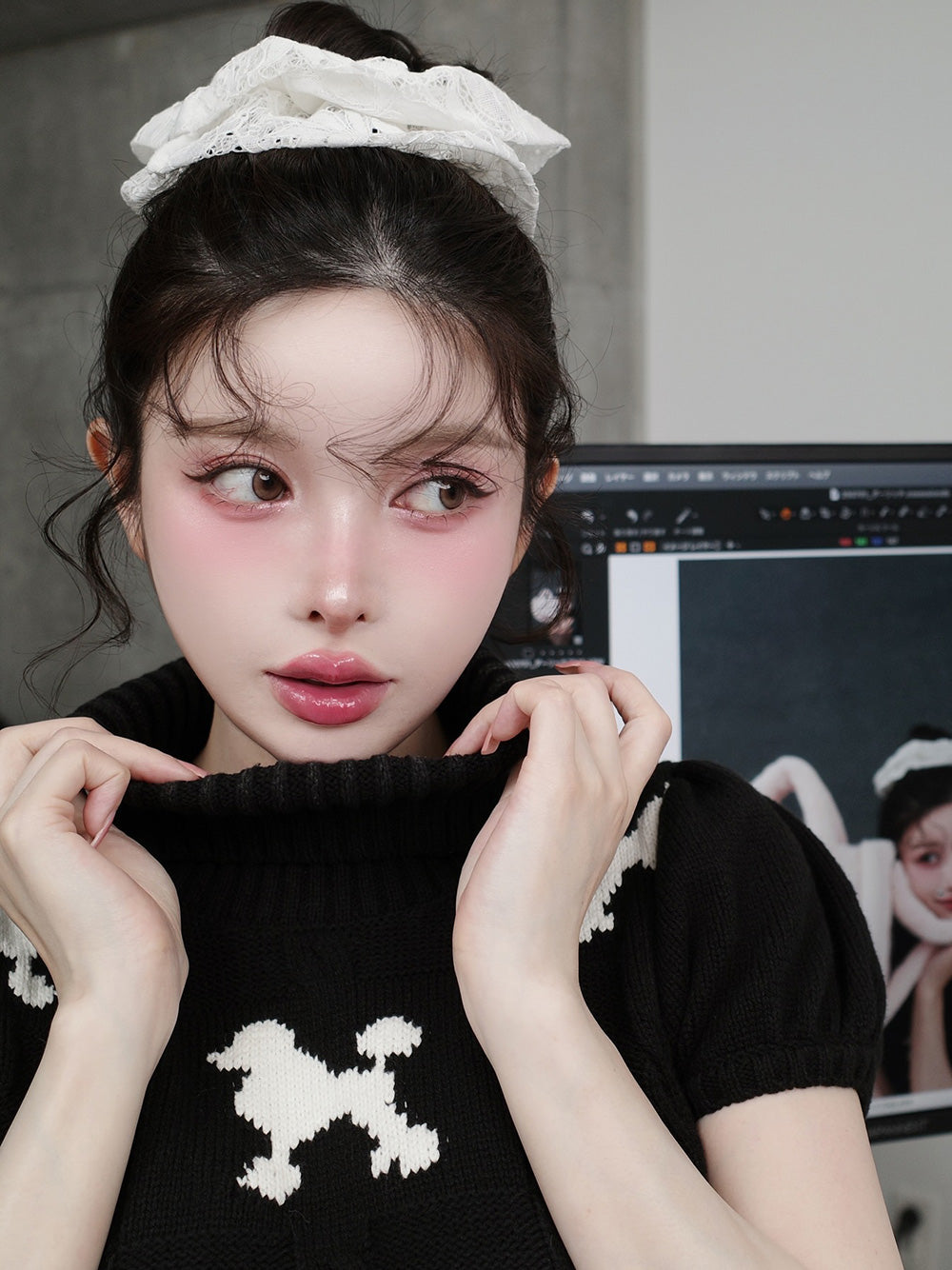 ダーリッチ Darich プードルシルエットニットトップス (ベージュ) ベージュ