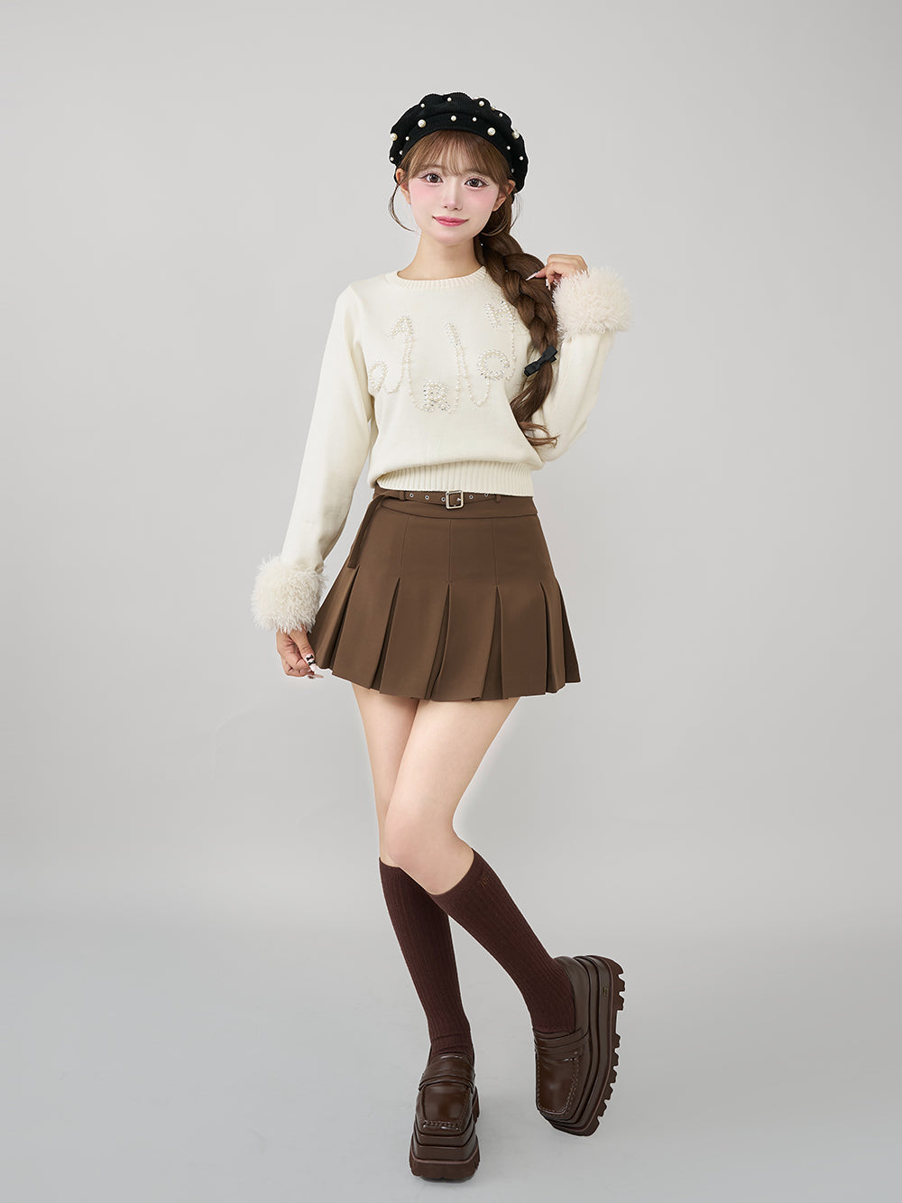 ダーリッチ Darich セミワイドプリーツテーラードミニスカート (サックス) サックス