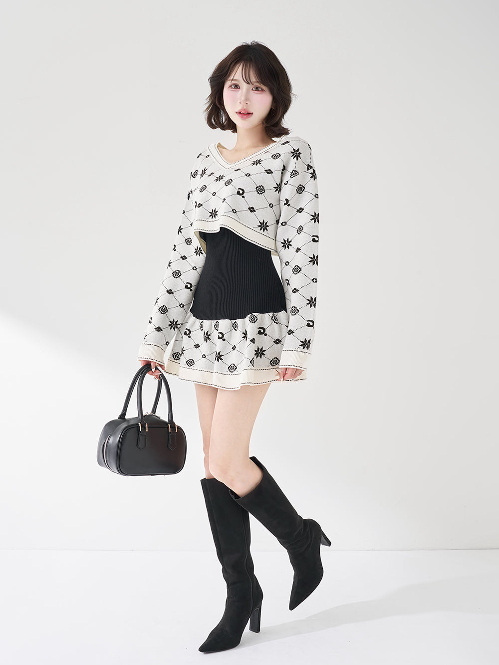 ダーリッチ Darich アンサンブルスノーロゴニットミニワンピース (サックス) サックス