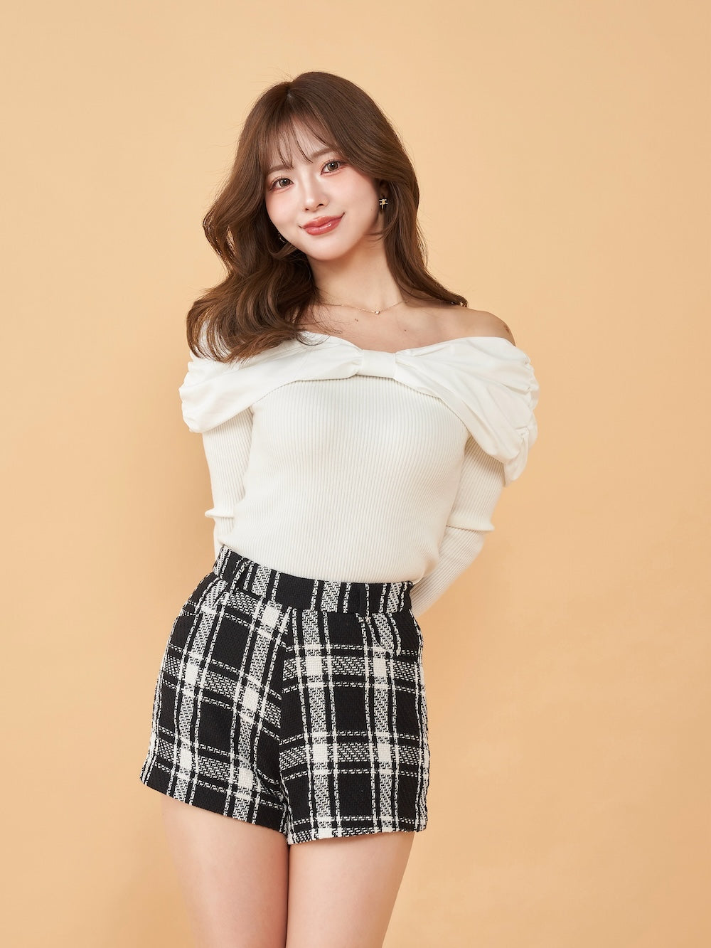 Darich Off-Shoulder Ribbon Knit Top