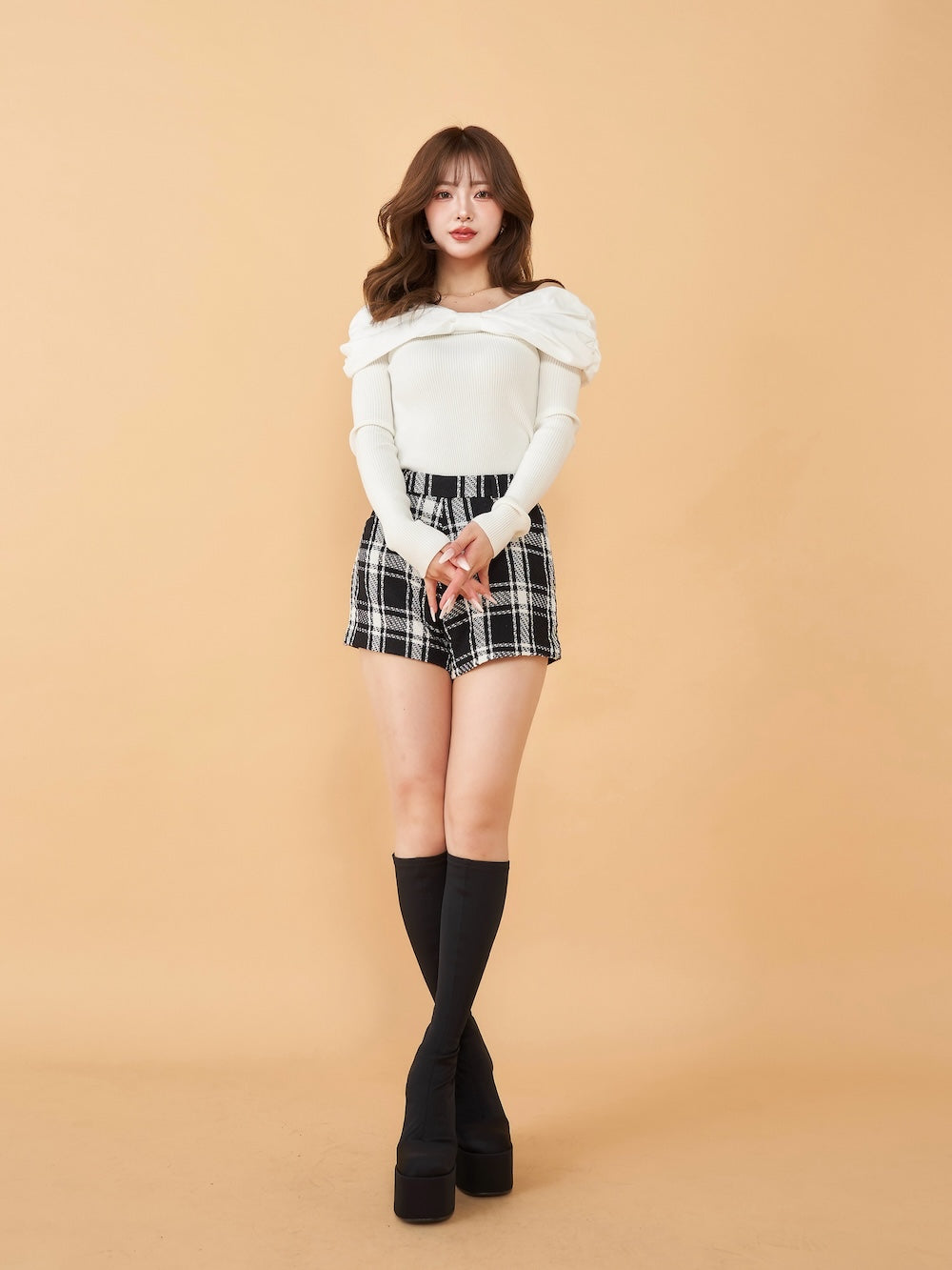 Darich Off-Shoulder Ribbon Knit Top