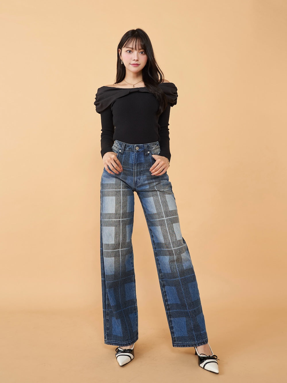 Darich Off-Shoulder Ribbon Knit Top