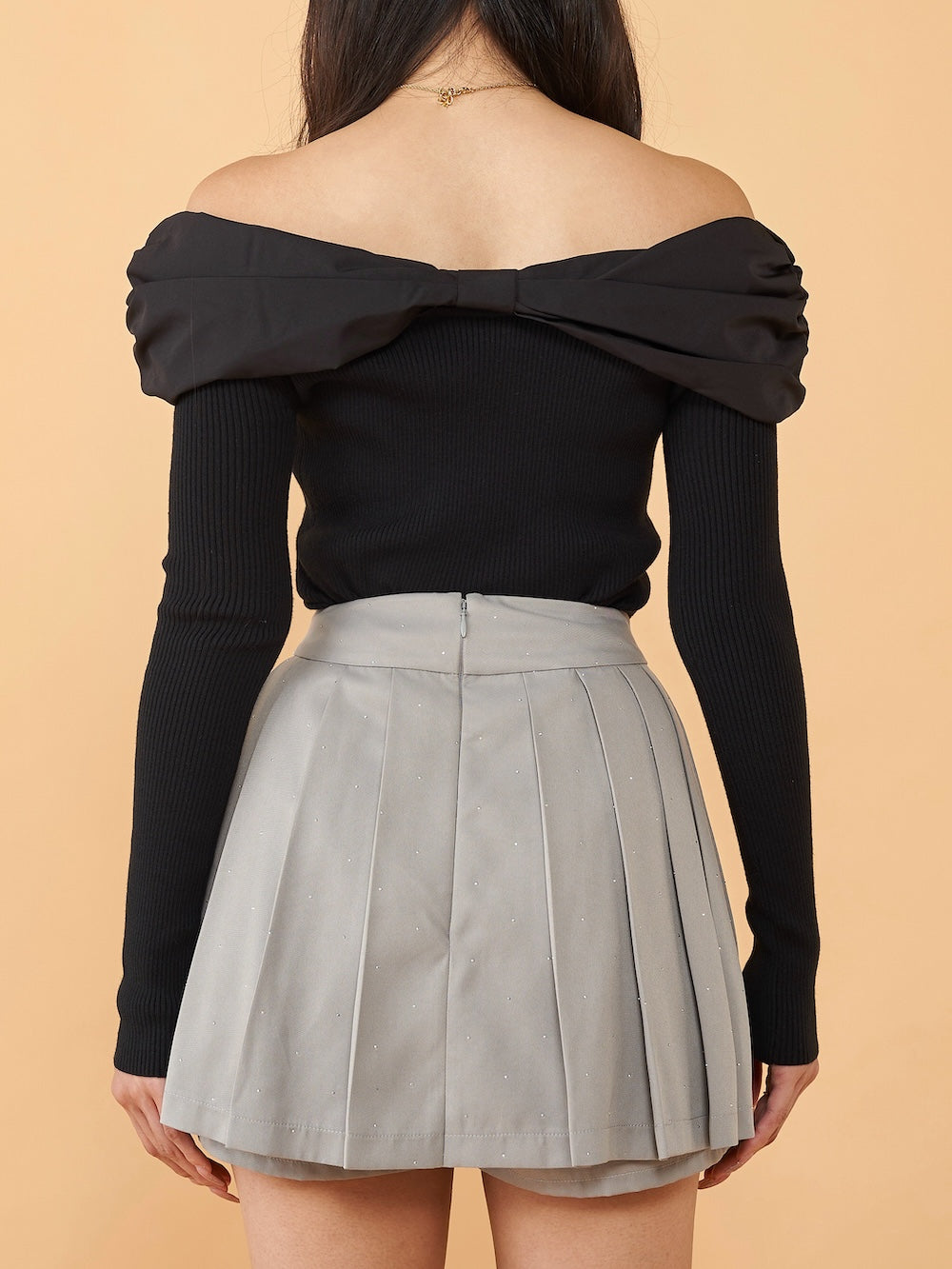 Darich Off-Shoulder Ribbon Knit Top