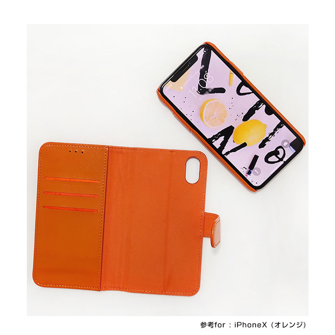 ドゥー ベル Doux Belle 羊本革手帳型アイフォンケース2way,オレンジ