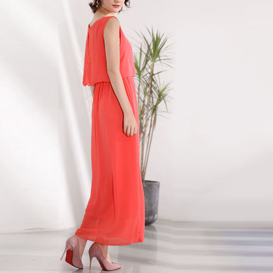 ドゥー ベル Doux Belle 2点セット風ノースリーブマキシワンピース (ライトグリーン) ライトグリーン