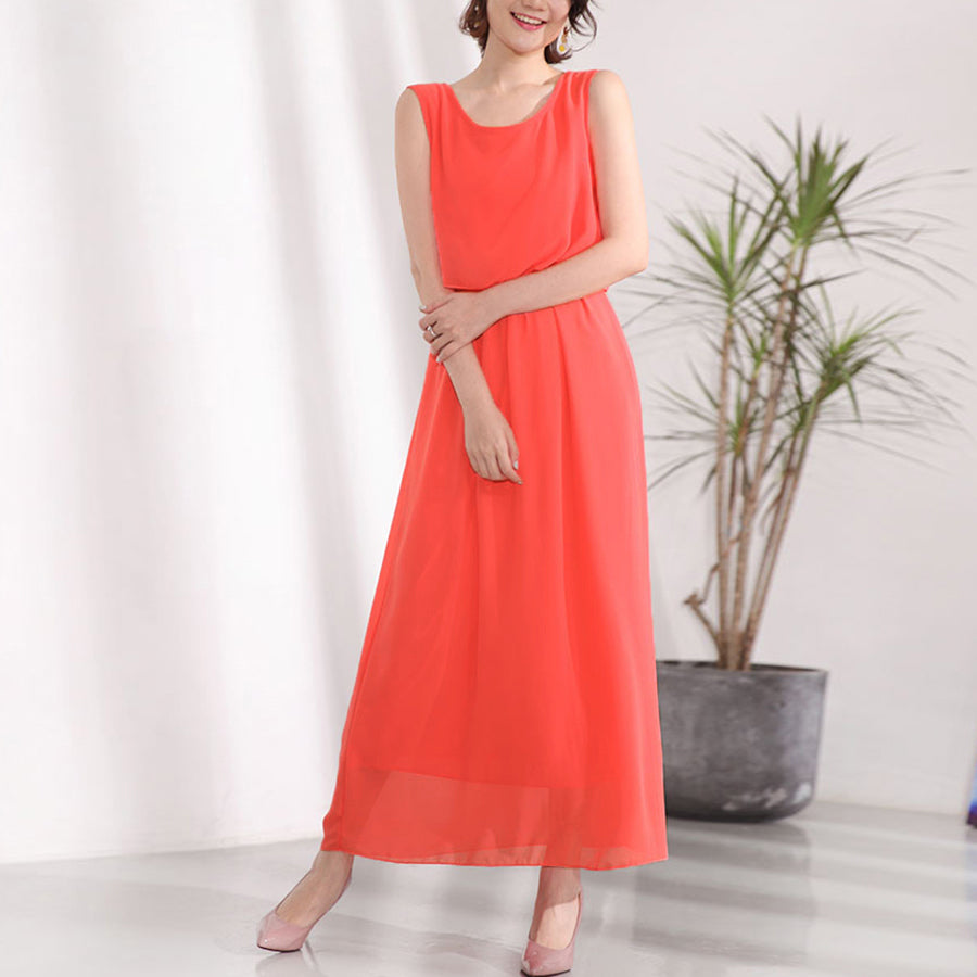 ドゥー ベル Doux Belle 2点セット風ノースリーブマキシワンピース (ライトグリーン) ライトグリーン