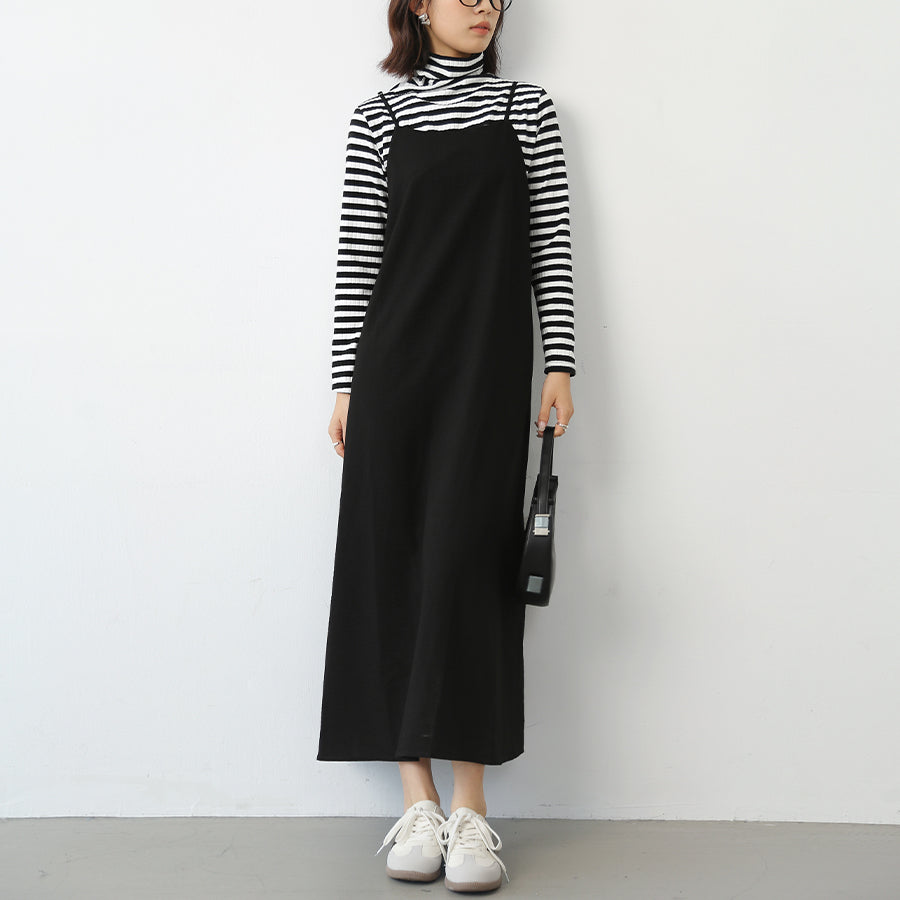 ドゥー ベル Doux Belle オールインワン スカート ワンピース,ブラック