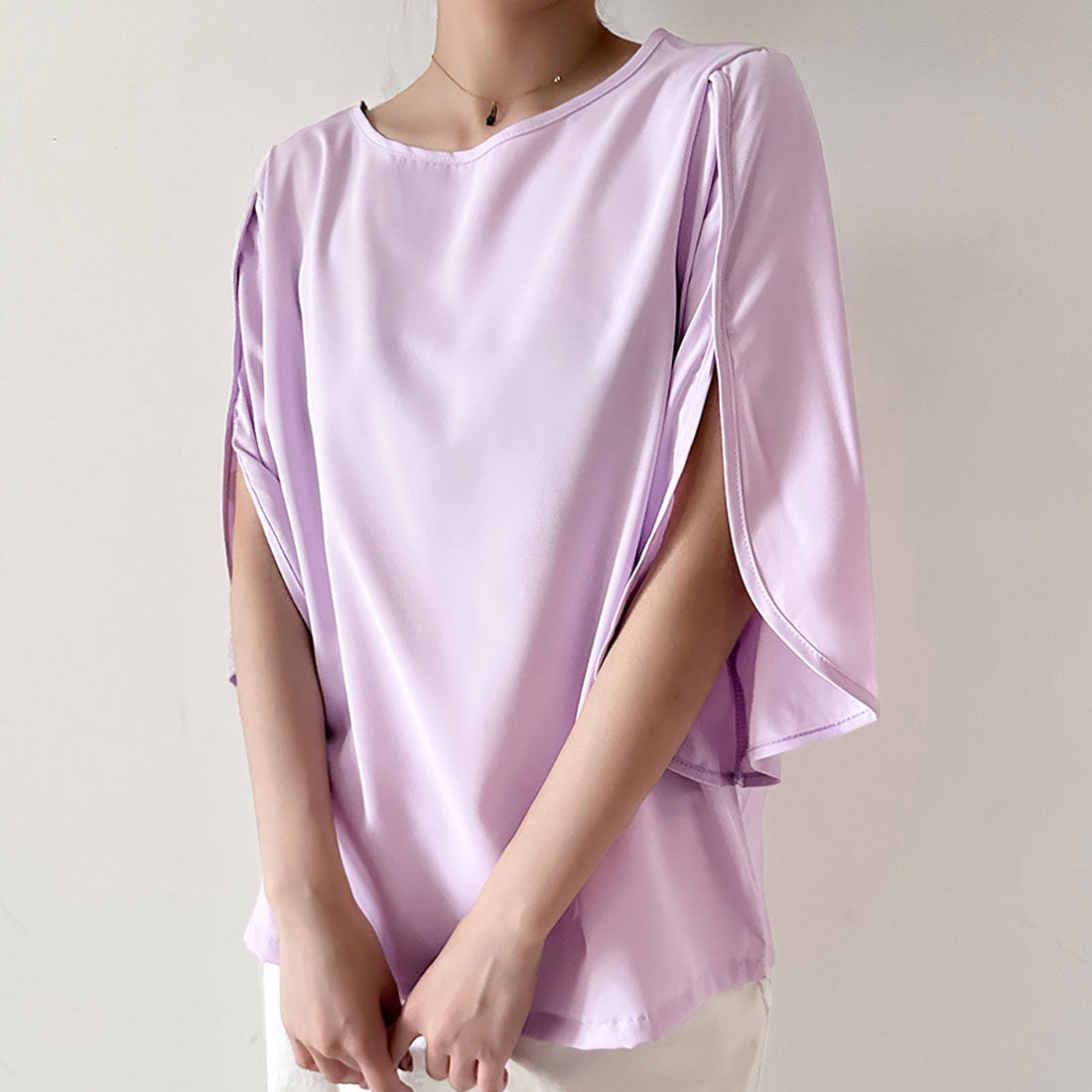 ドゥー ベル Doux Belle 袖フレア ブラウス シャツ (ブラック) ブラック