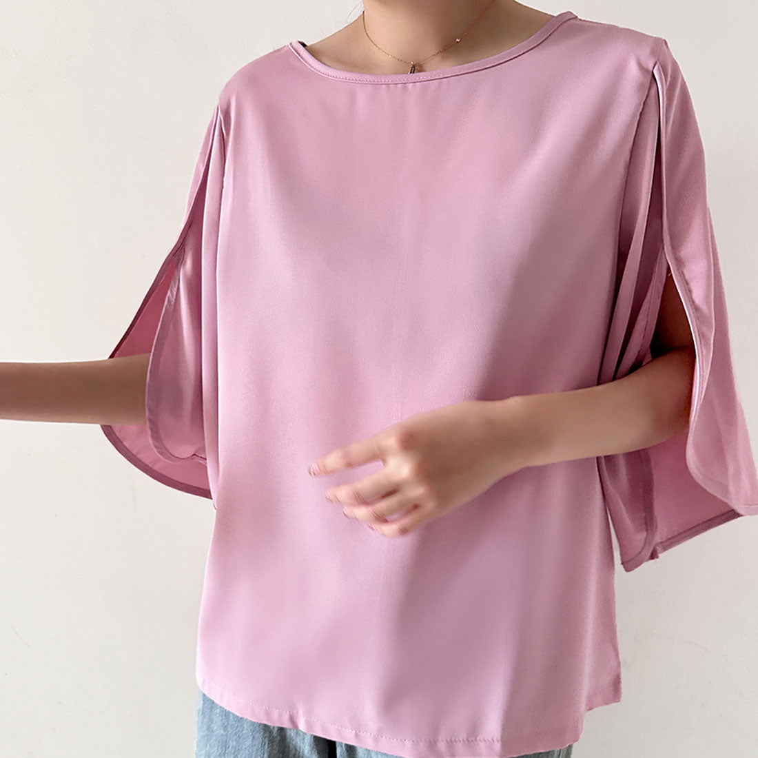 ドゥー ベル Doux Belle 袖フレア ブラウス シャツ (ブラック) ブラック