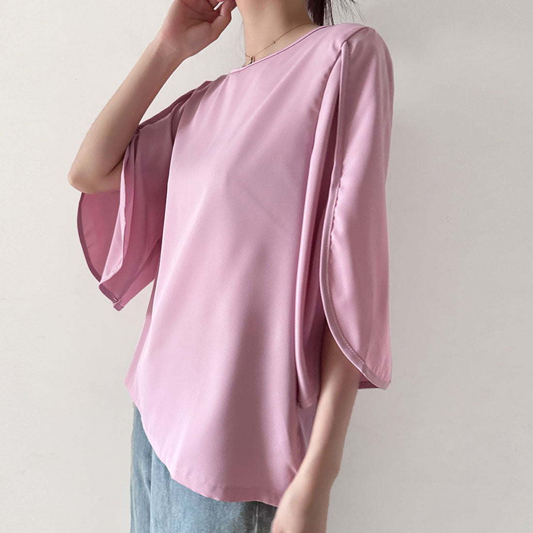 ドゥー ベル Doux Belle 袖フレア ブラウス シャツ (ブラック) ブラック