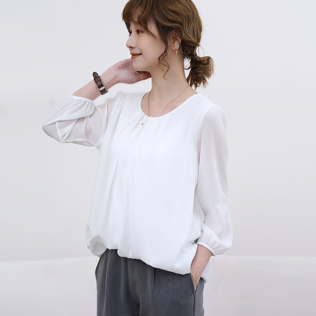 ドゥー ベル Doux Belle ブラウス シャツ レディース (ピンク) ピンク