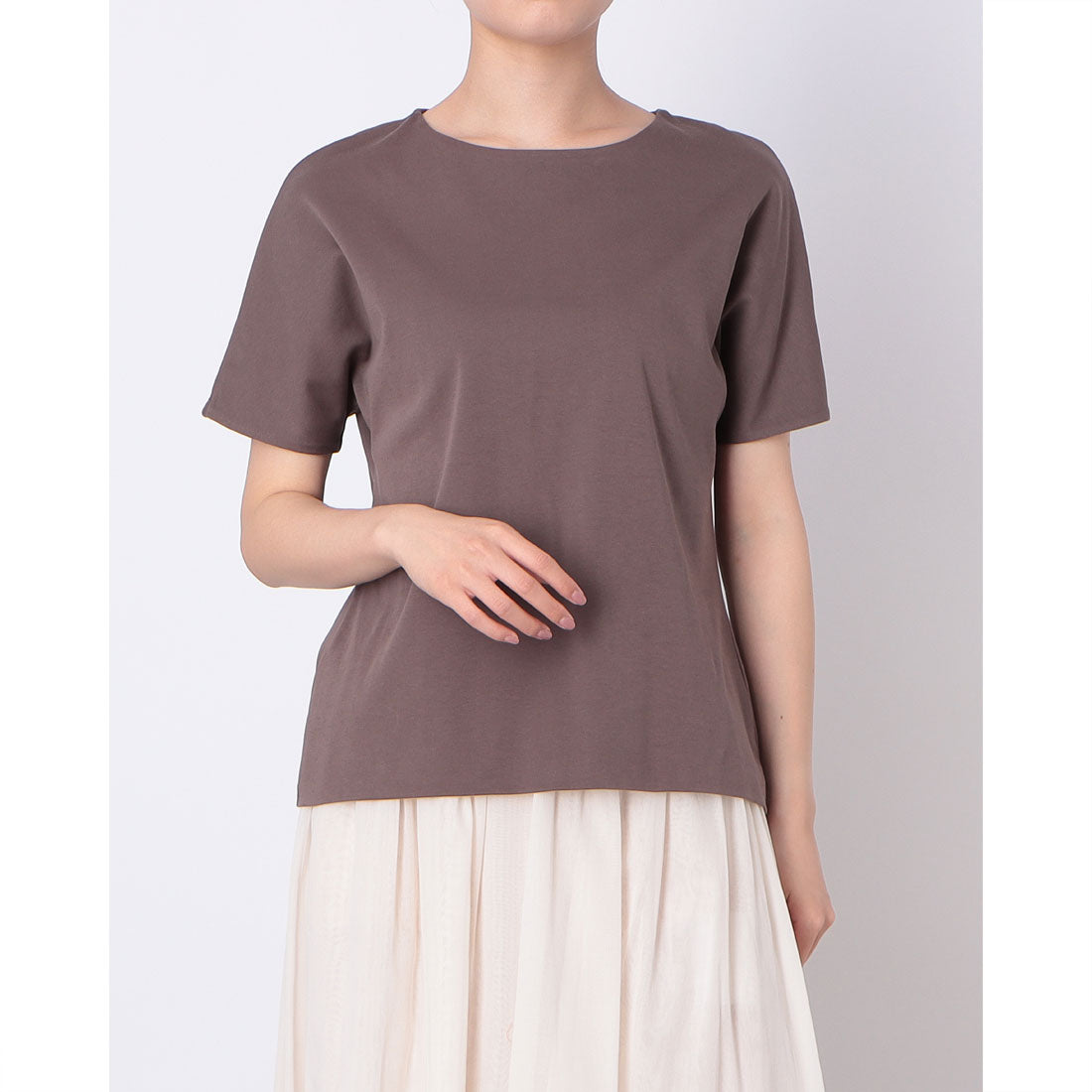 ドゥクラッセ DoCLASSE 立体クルーネック/半袖・ドゥクラッセTシャツ (ダークブラウン) ダークブラウン