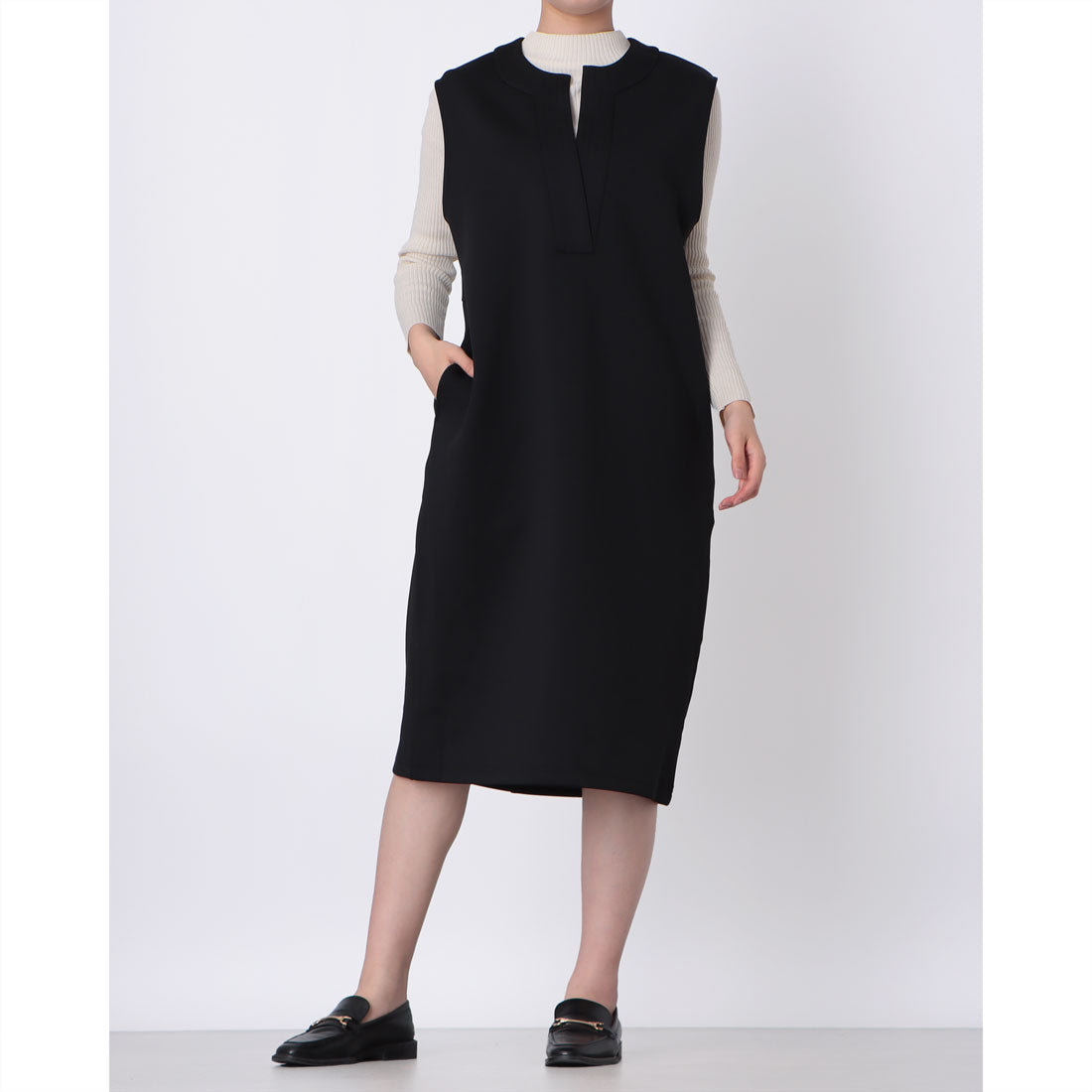 DoCLASSE Double Knit Jersey Key Neck Jumper Dress 105cm
