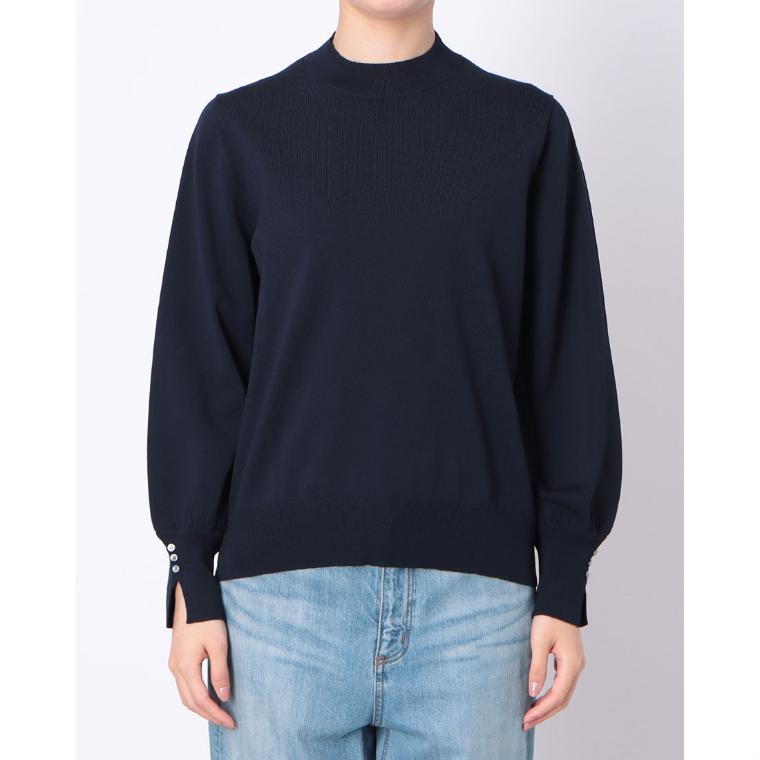 ドゥクラッセ DoCLASSE ハイゲージニット・ハイネックプルオーバー (ミッドナイトブルー) ミッドナイトブルー