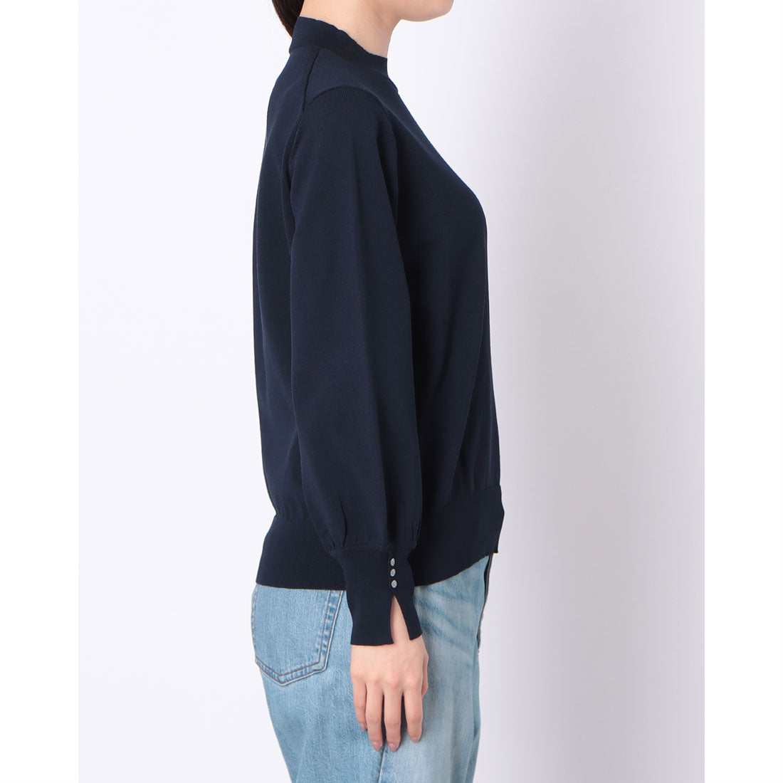 ドゥクラッセ DoCLASSE ハイゲージニット・ハイネックプルオーバー (ミッドナイトブルー) ミッドナイトブルー