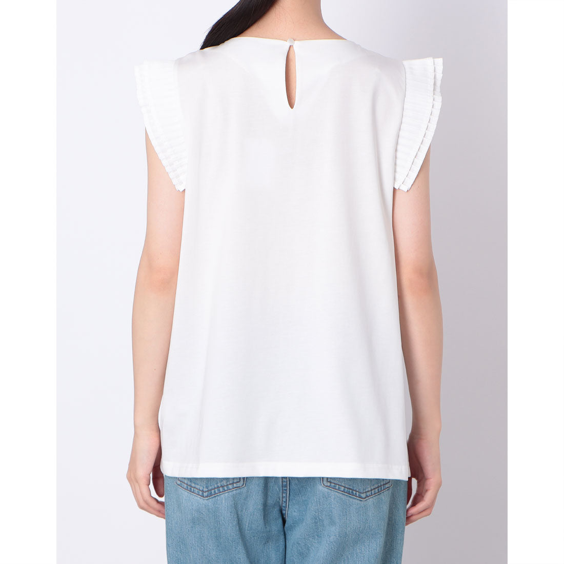 ドゥクラッセ DoCLASSE プリーツスリーブ・カットソーブラウス (オフホワイト) オフホワイト