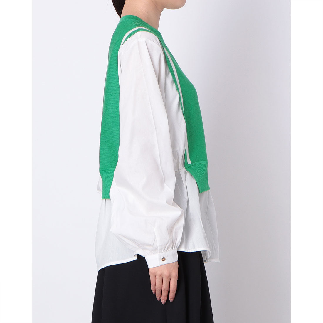 ドゥクラッセ DoCLASSE ドッキングニット・シャツチュニック (グリーン) グリーン